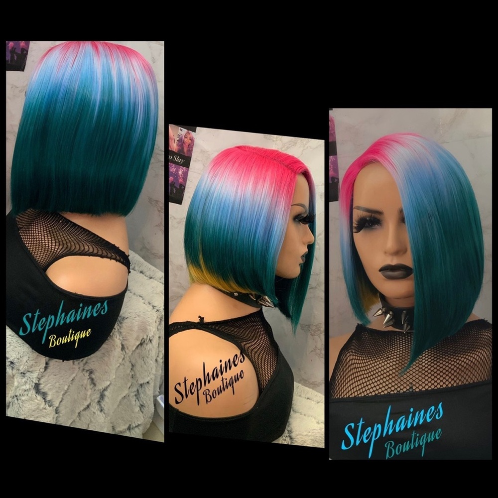 Human Hair Blended no lace front lace part wig